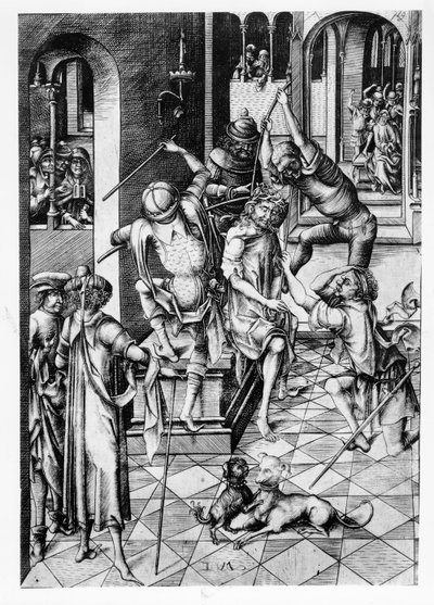 A tövisekkel megkoronázott Krisztus, 1480 körül alkotó: Israhel van Meckenem the younger